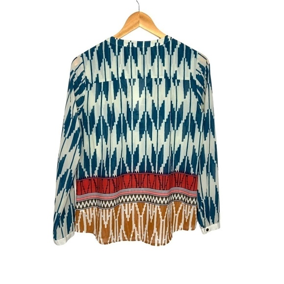 Anthropologie Maeve Womens Aztec Tribal Blouse Sz 4 Long Sleeve Multicolor - Picture 3 of 9